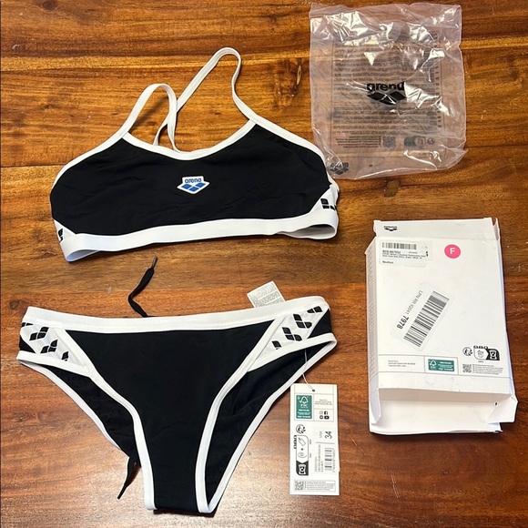 Arena Black White Two Piece Bikini Set - Picture 1 of 5